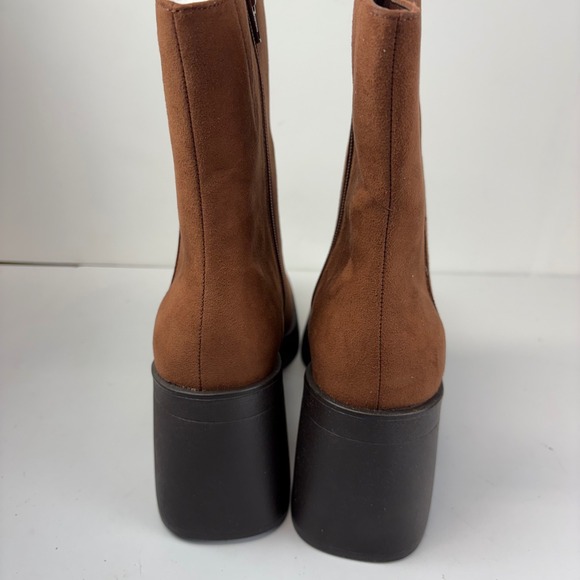 Sun + Stone Tiannaa Platform Booties 10M Brown Faux Suede Block Heel - Picture 6 of 9